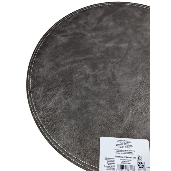 Better Homes & Garden Persia Faux Leather Placemat Brown 15" Round 1pc Gift - Picture 4 of 5